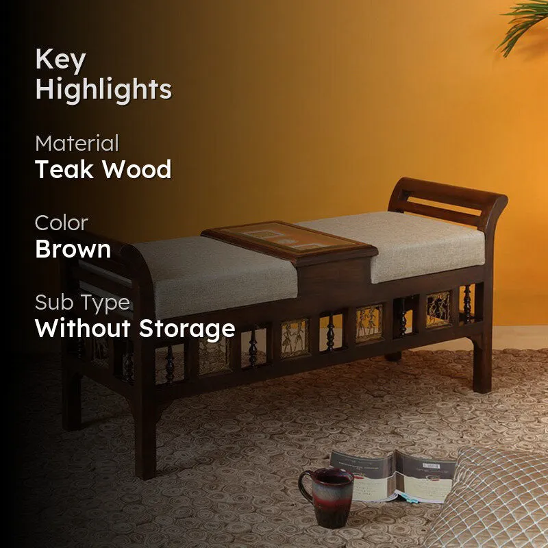 Caya Teak Wood Ottoman media 2