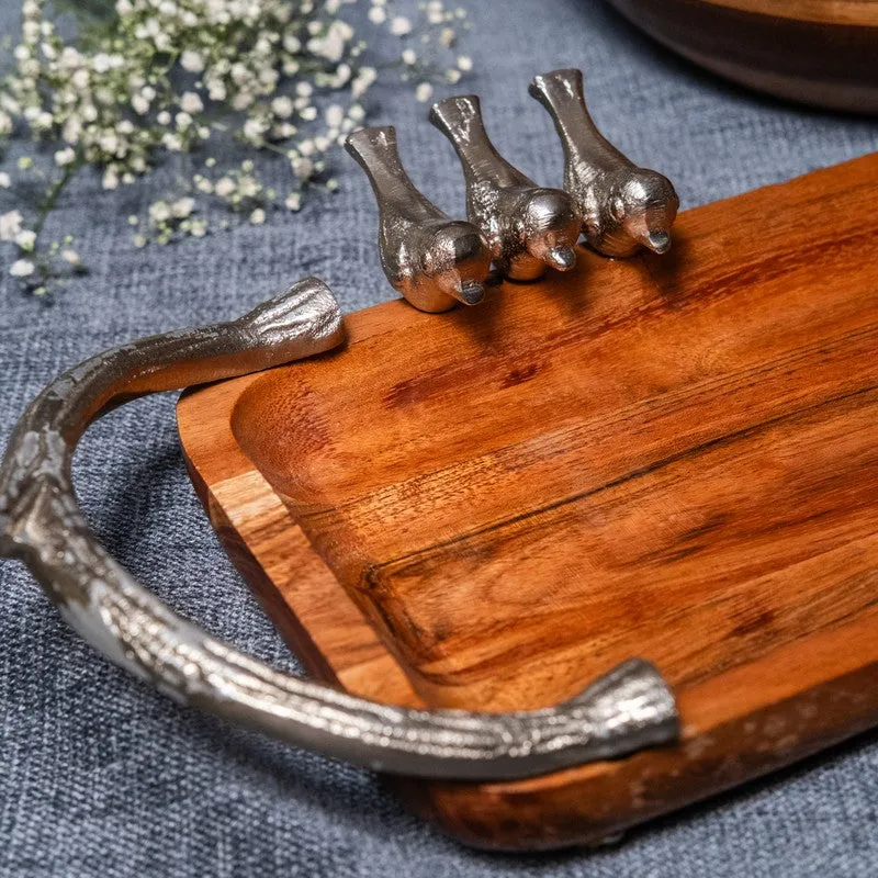 Meadow Birds Wood Salad Bowl and Platter (1250 Ml) - Two Piece Set media 9