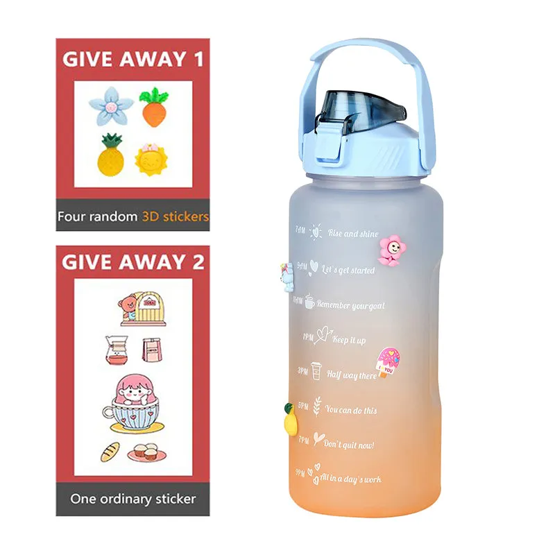 Ombre Sip Water Tumbler With Straw & Stickers (Blue,Orange) - 2 L media 8