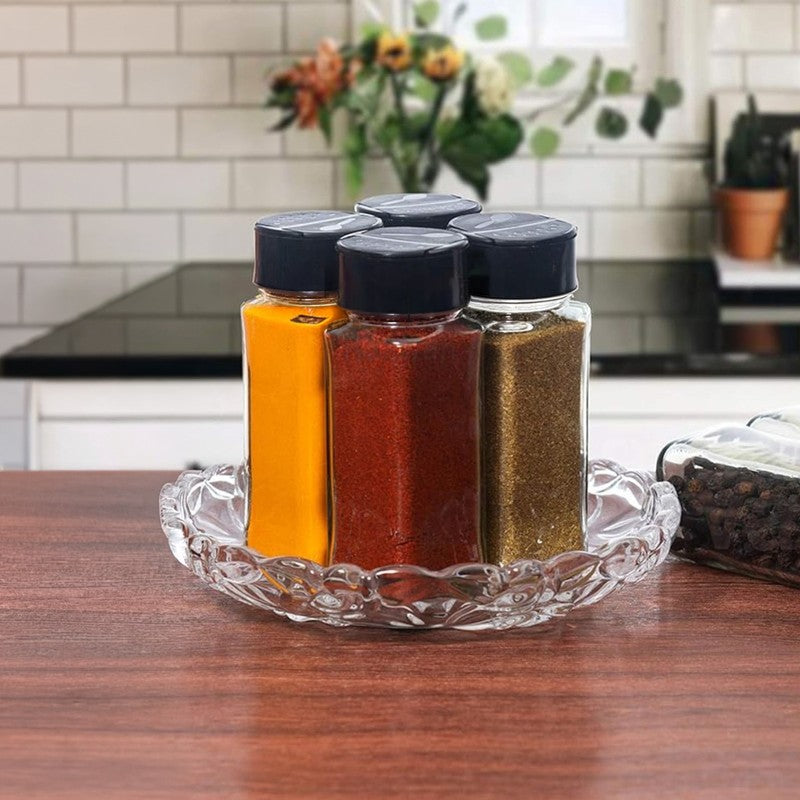 Minimalist Glass Salt & Pepper Shaker Set (Black) - Set Of Four