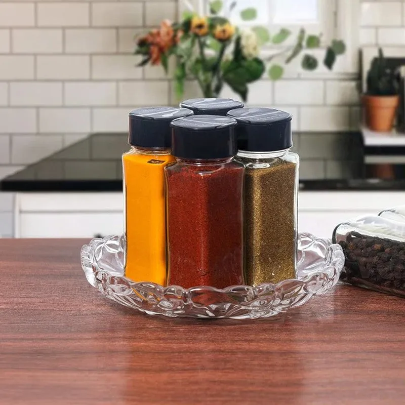 Minimalist Glass Salt & Pepper Shaker Set (Black) - Set Of Four media 1