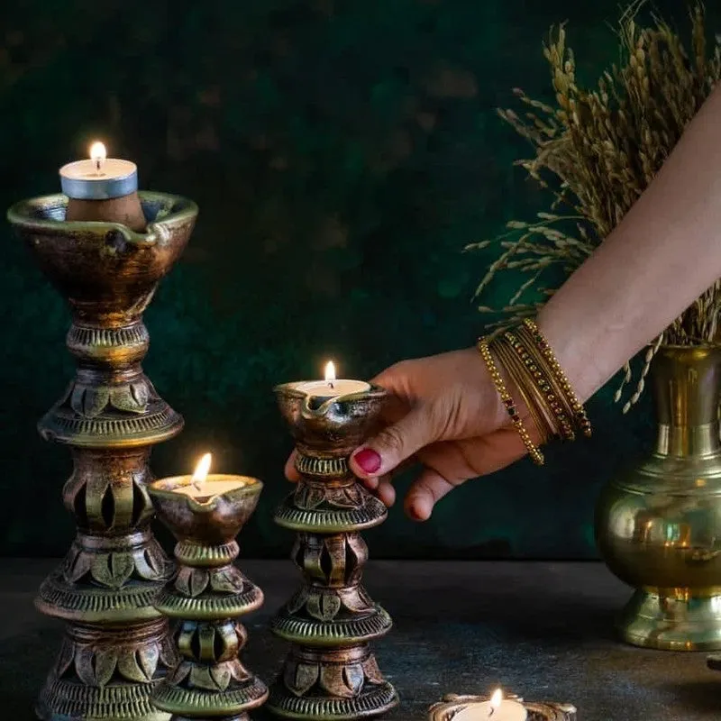 Vintage Charm Diya - Set Of Three media 4