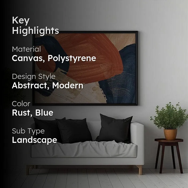 Clay Navy Canvas Wall Painting - Black Frame media 2