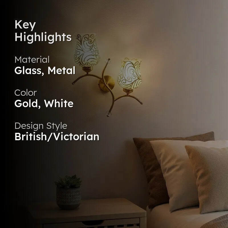 TwinAura Glass Wall Lamp - White & Gold media 2