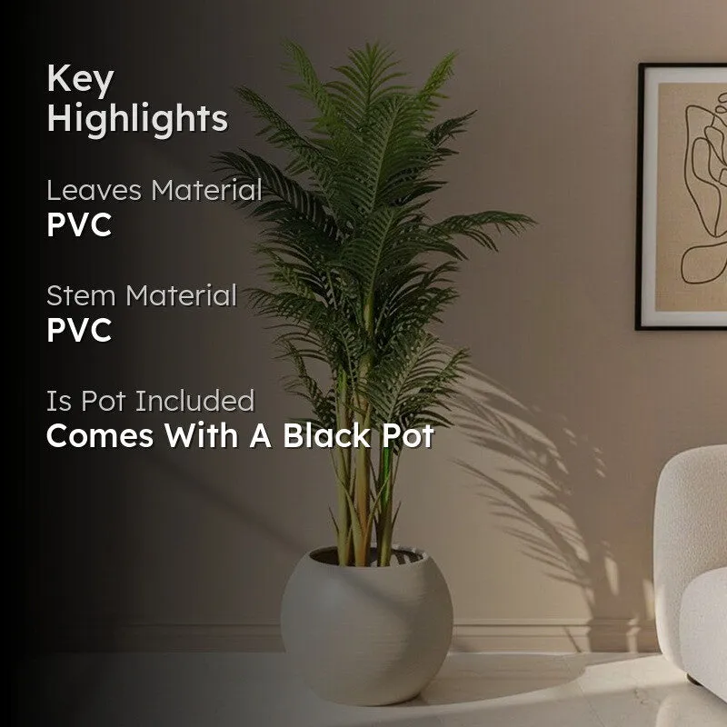 Artificial Arica Palm Plant With Black Fiber Pot - 5.9 Feet media 2