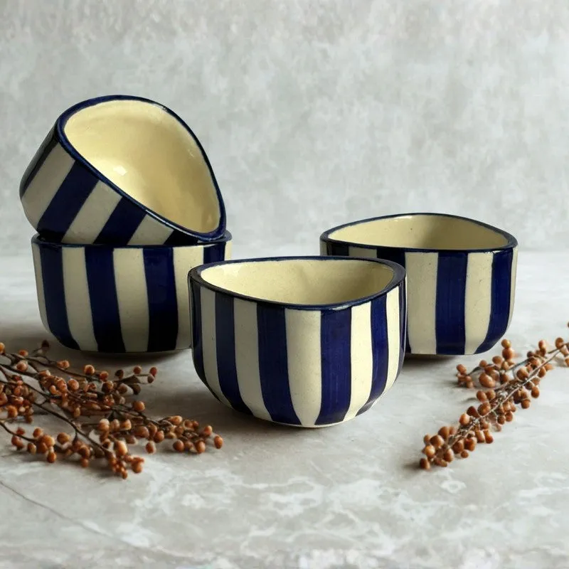 Annavya Ceramic Dip Bowls (Blue,White ,50 mL Each) - Set Of Four media 3