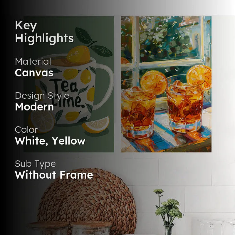 Sunshine & Tea Wall Painting - Set Of Two media 2