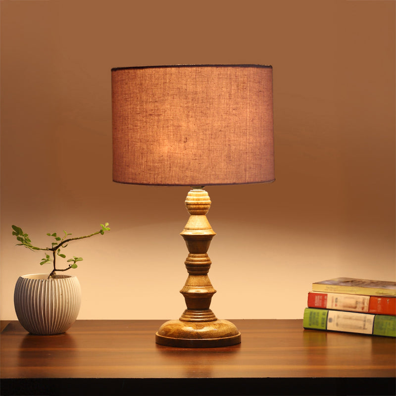 Cotin I Timber Wooden Table Lamp - White,Brown