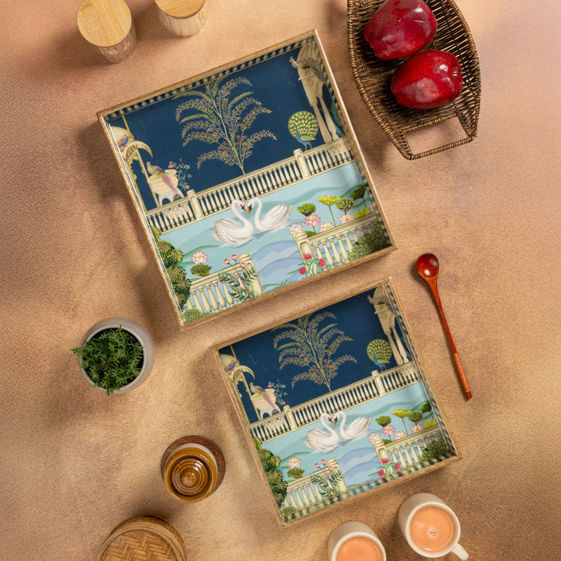 Rajhans Square Serving Tray - Set Of Two