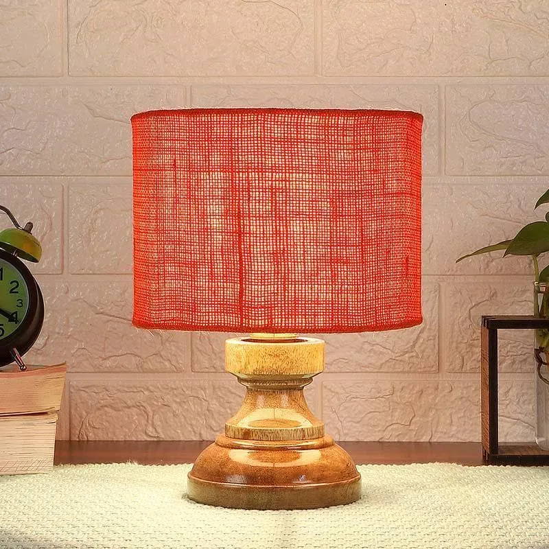 Solid Helios Fabric Table Lamp - Orange,Brown media 1