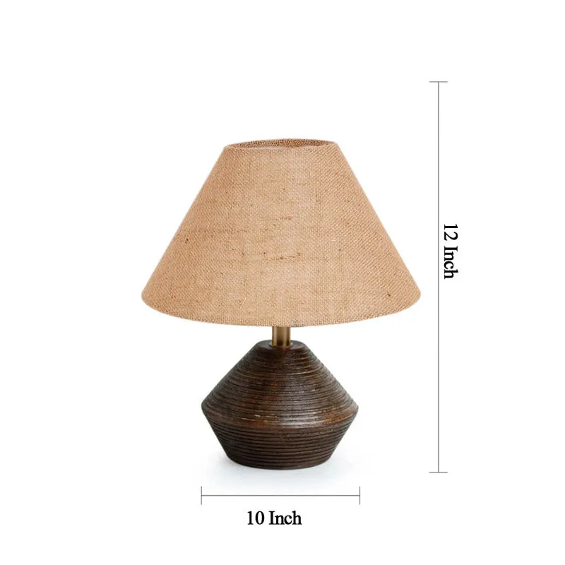 Yami Cone Wooden Table Lamp With Jute Shade - Brown,Beige media 7