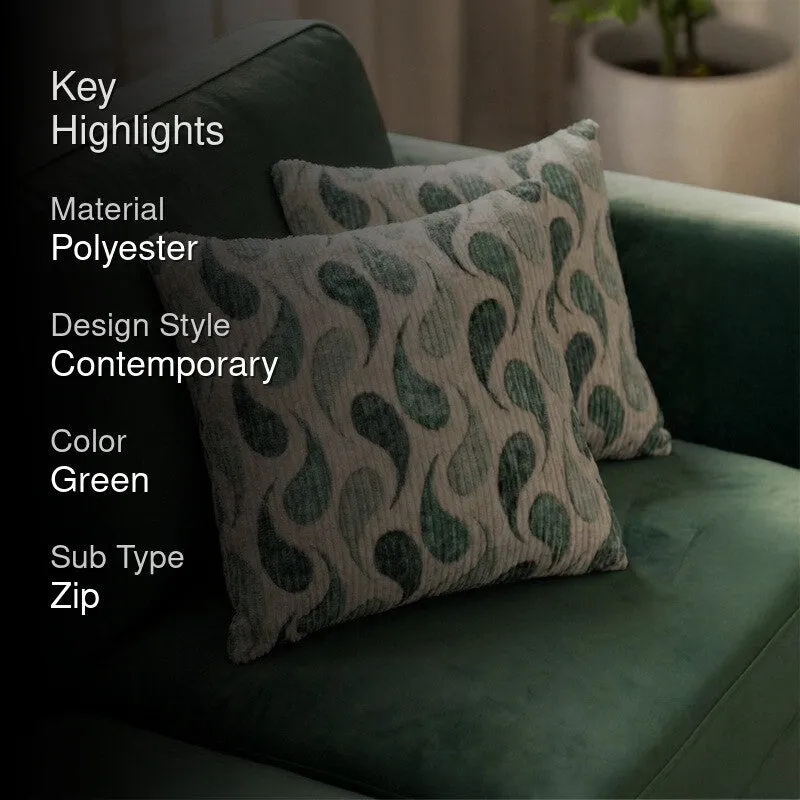 FloralDreamline Cushion Cover (Green) - Set Of Two media 2