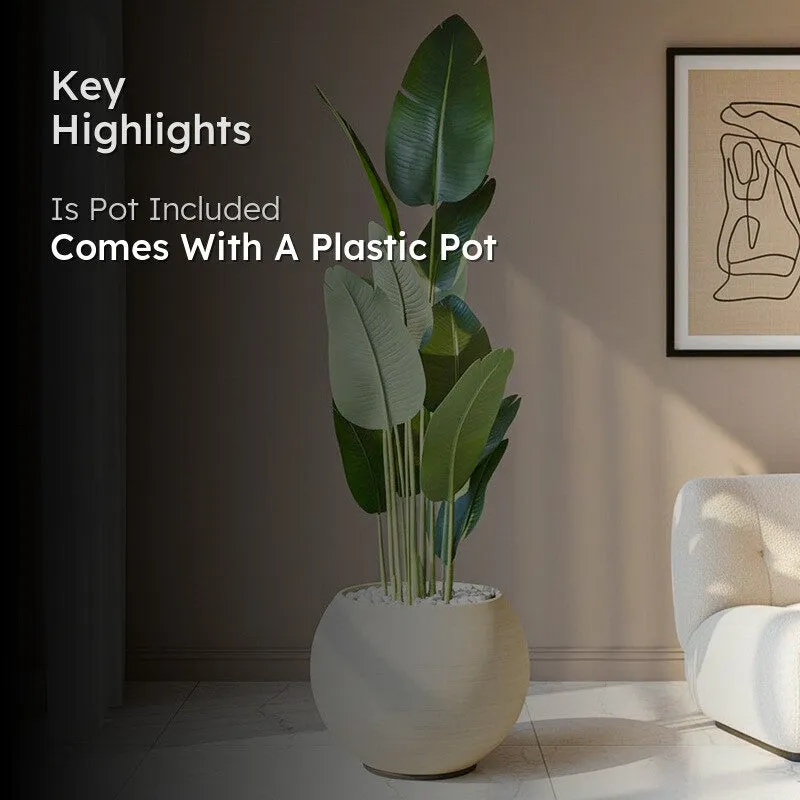Artificial Banana Tree With Black Plastic Pot - 220 cm (7.2 ft) media 2