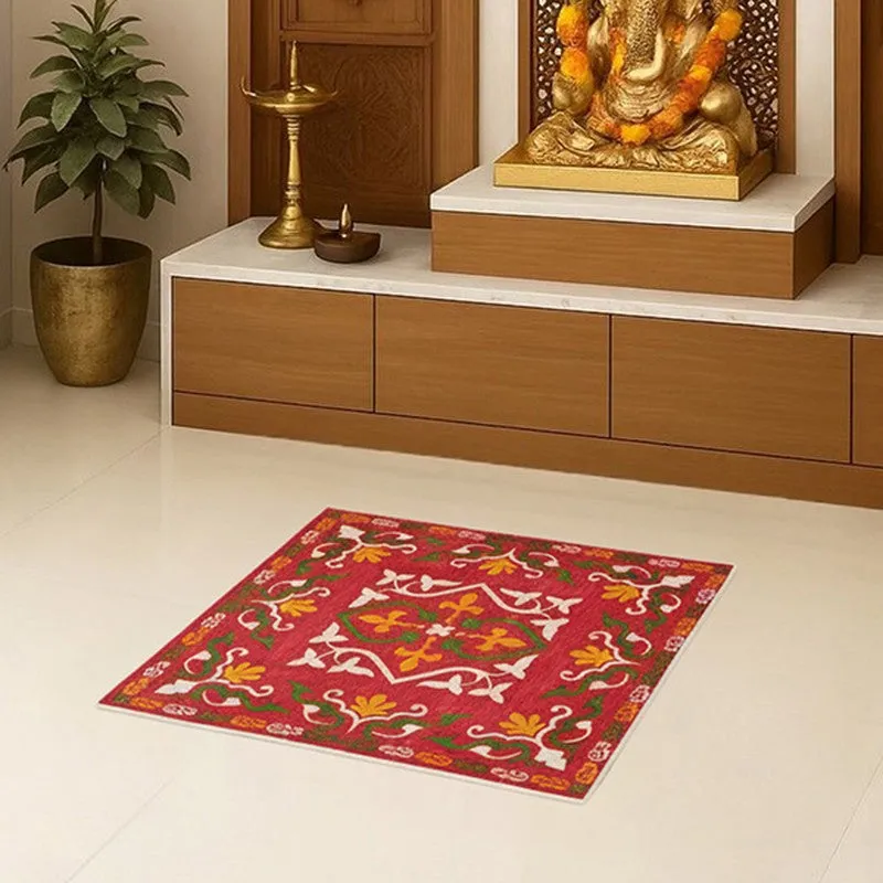 Divine Aangan Prayer Mat (Red) - 550 GSM media 4