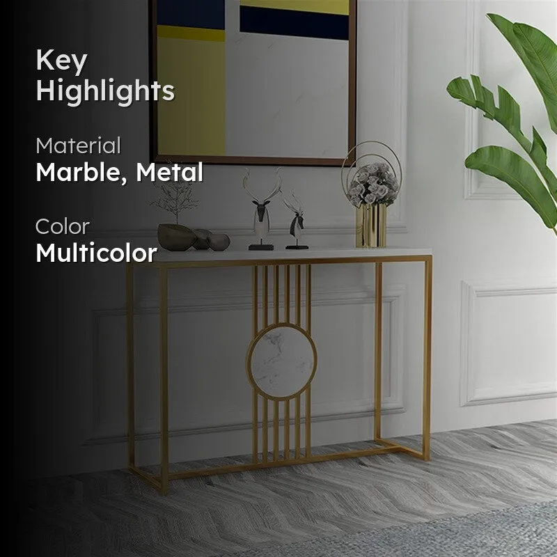 Urban Loft Metal Console Table with Marble Base - Large media 2