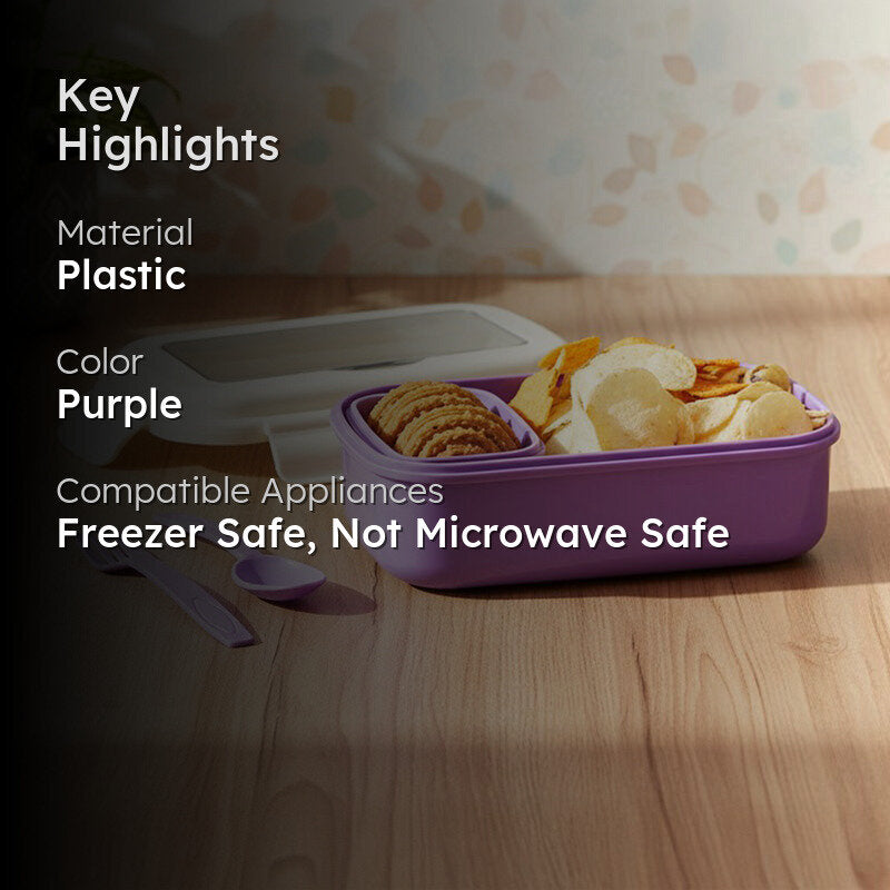 HomeEssentials Purple Plastic Lunch Box - 900 ml media 2