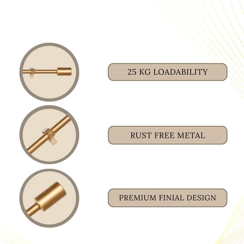 Sleekera Extendable 1" Single Curtain Rods With Round Finial & Brackets (Gold) media 7