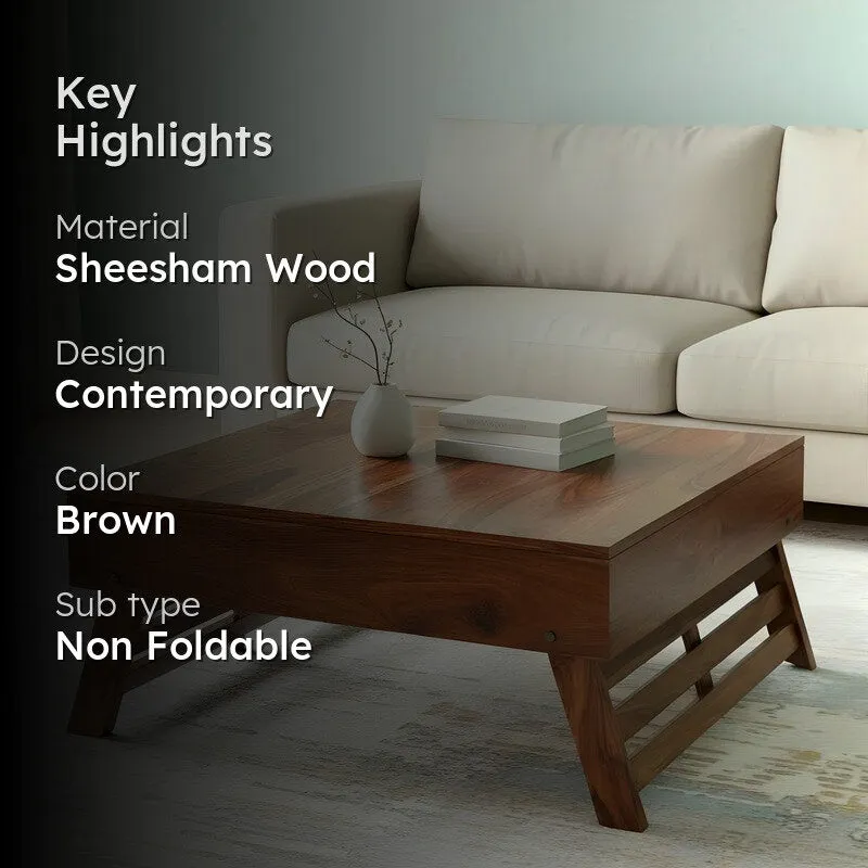 Servo Sheesham Wooden Center Table - Brown media 2