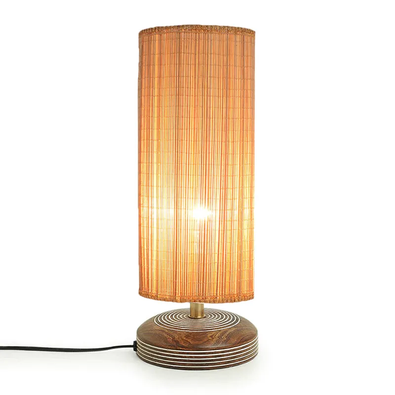 Savera Bamboo Zoom Fabric Table Lamp - Beige,Brown media 5