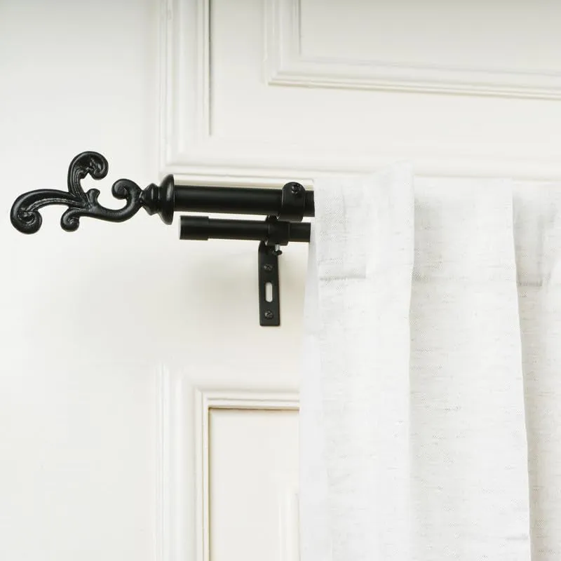 Andalus Extendable 1" Double Curtain Rod With Abstract Finial & Brackets media 1