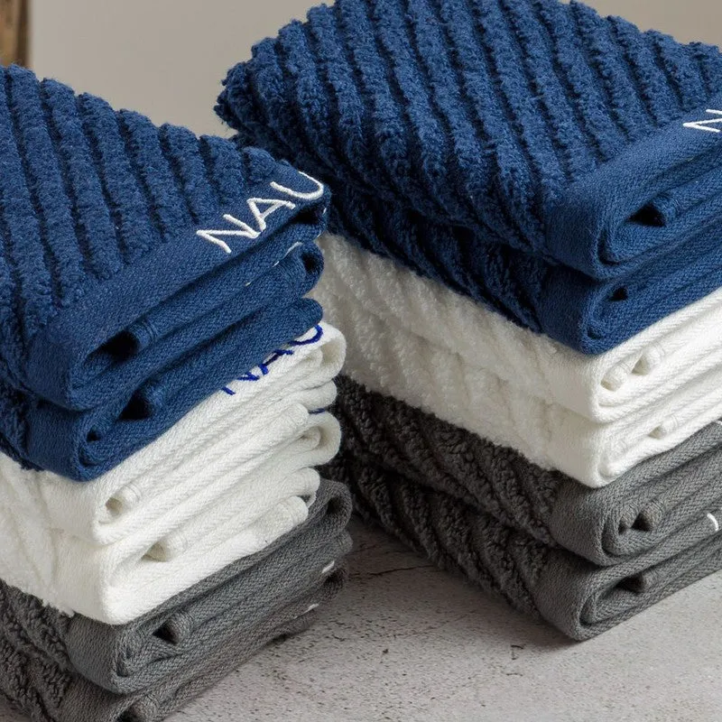 Nautica Riviera Soft Cotton Hand & Face Towel (White,Blue & Grey) - Set Of Twelve media 5