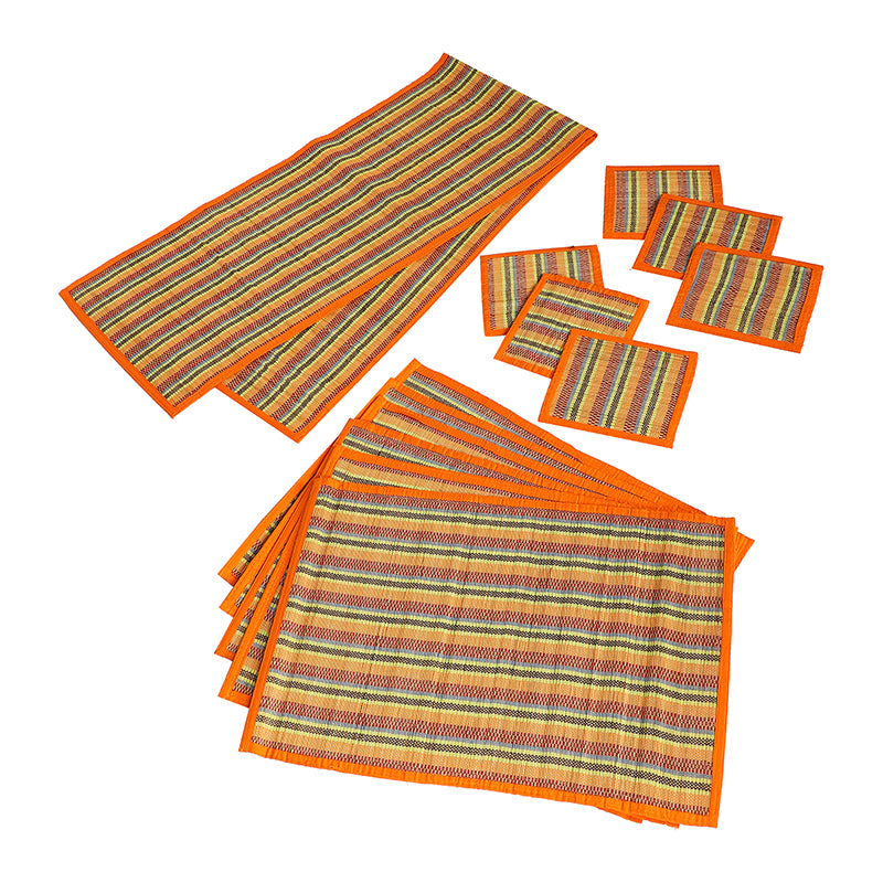 Chequered Zen Bamboo Kitchen Linen Set (Orange) - Thirteen Piece Set media 4