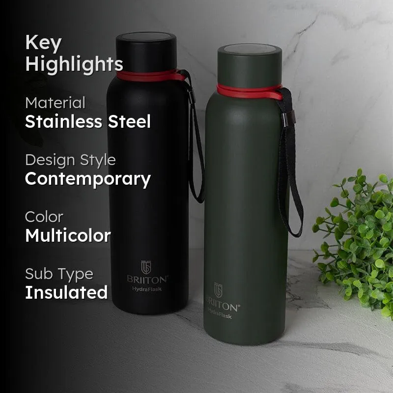 Aqueous Hot & Cold Thermos Water Bottle (Green & Black, 750 mL Each) - Set Of Two media 2
