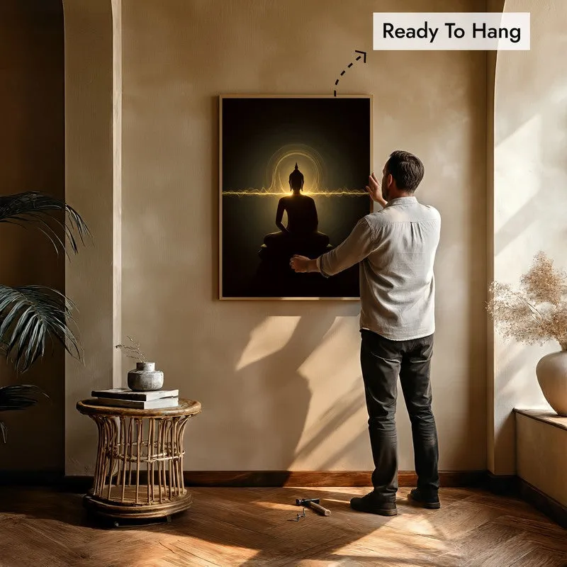 Silence Of Buddha Archival Paper Wall Painting With Brown Frame media 6