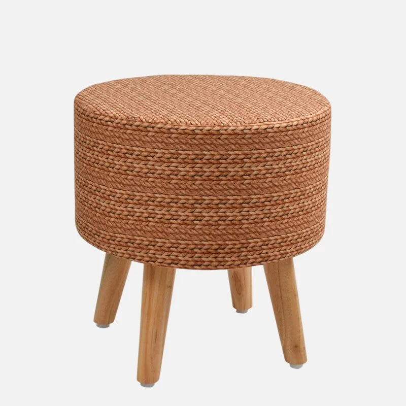 Ruston Jute Print Multicolor Engineered Wood Ottomans - Set Of Two media 4