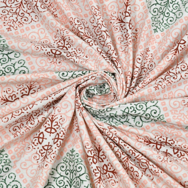 Blooma Cotton Bedsheet (Peach,Blue) - 240 TC media 4