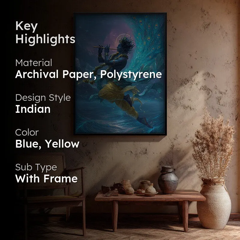 Lord Krishna in Celestial Radiance Archival Paper Wall Art media 2
