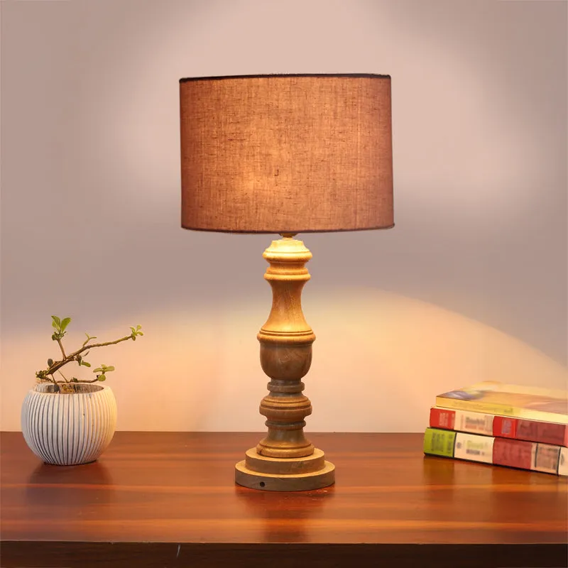 Cotin I Carve Wooden Table Lamp - Grey,Brown media 2