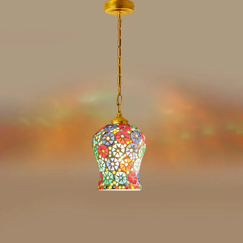 Mosaic Petals Metal & Glass Ceiling Lamp media 5