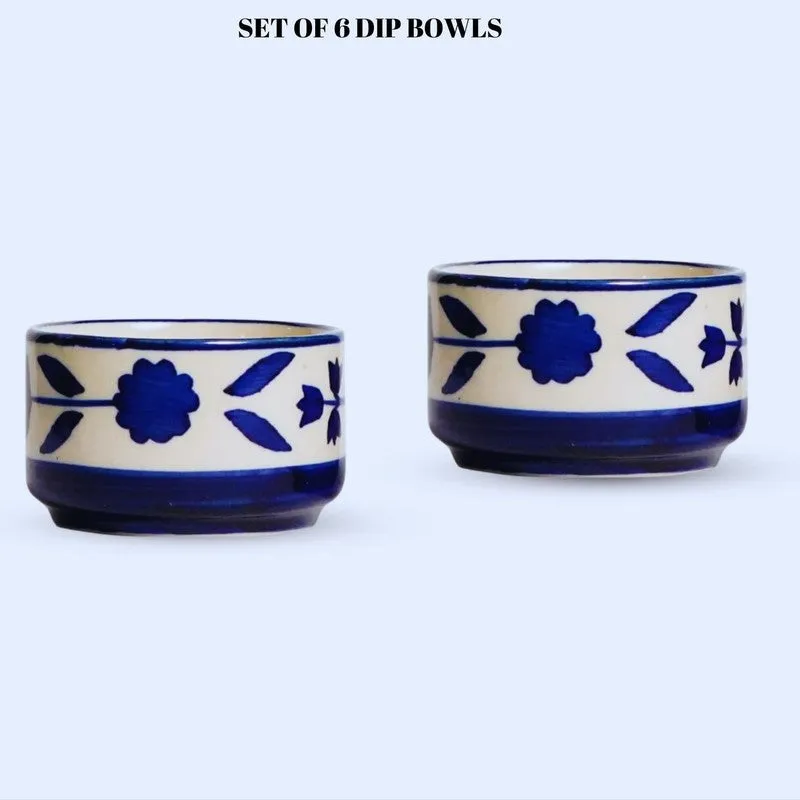 Culinova Ceramic Dip Bowls (Blue,White ,40 mL Each) - Set Of Six media 6