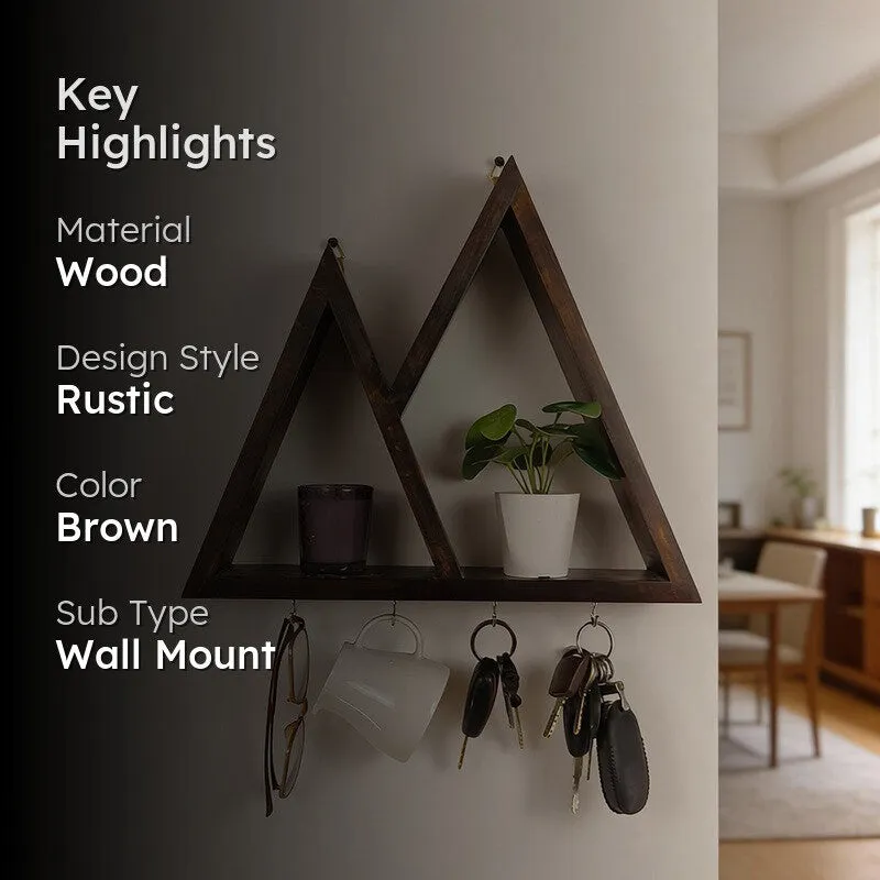 Illustratia Wooden Wall Shelf Organiser with Key Holders media 2