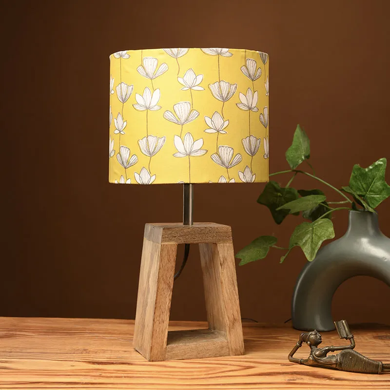 Yellow Flora Fabric Table Lamp - Yellow,Brown media 2