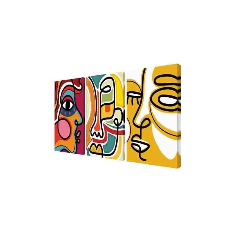 Many Faces Poly Canvas Wall Art - Set of Three media 4