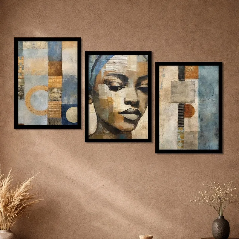 Artistic Soul Paper Wall Painting With Frame - Set Of Three media 5