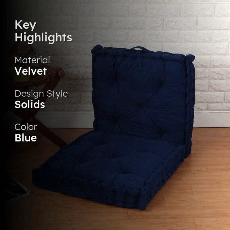 Thera Velvet Floor Cushion (Blue) - Set Of Two media 2