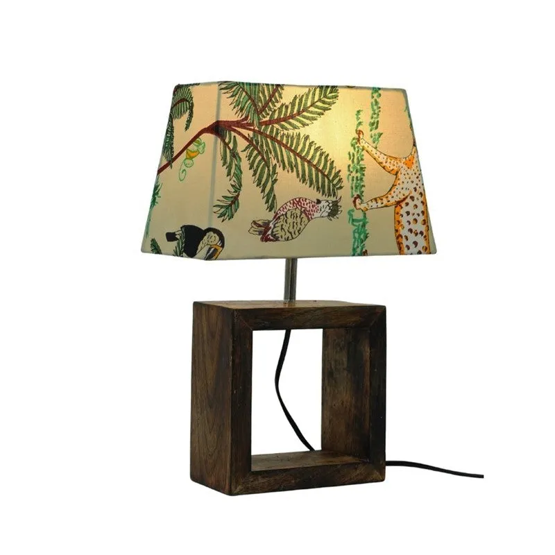 Wild Bloom Cotton Table Lamp With Wooden Base media 4