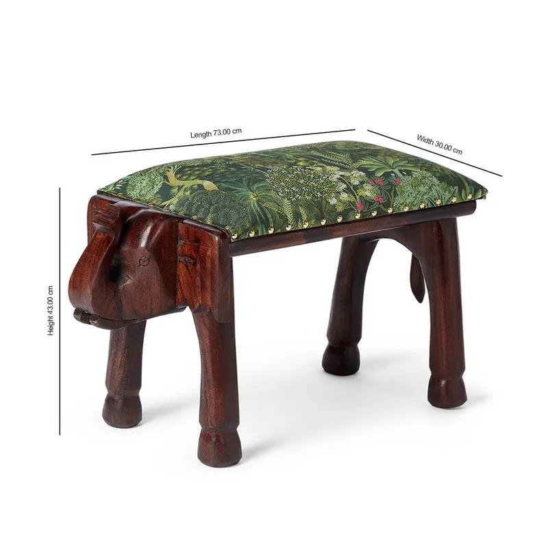 India Circus Acacia Wood Grace Elephant Pouffe media 7