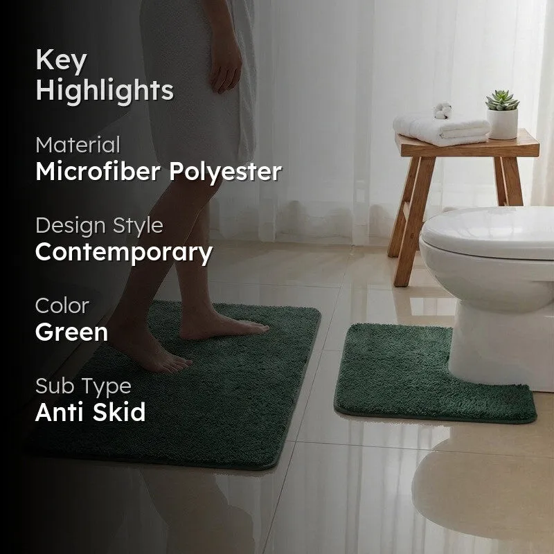 BathEase Anti Skid Bath Mats (Green) - Set of Two media 2