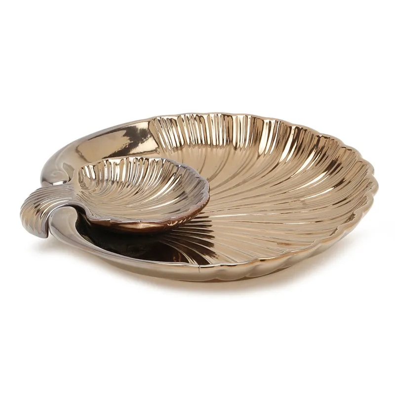 Swirl Chip n Dip Ceramic Platter - Gold media 3