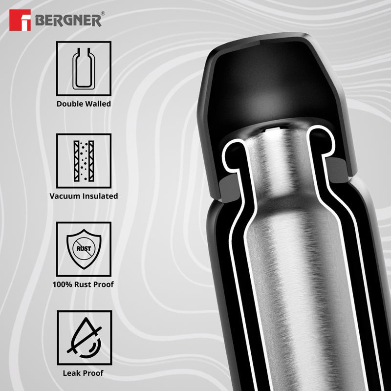 Bergner Walking Thermosteel Hot and Cold Flask (Grey) - 500 mL media 4