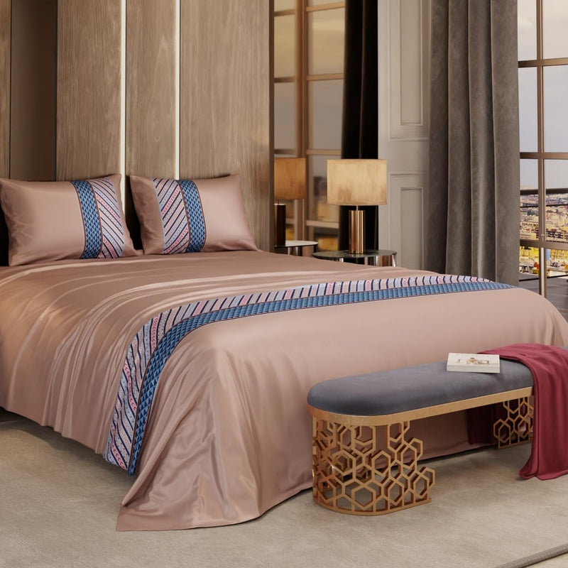 Versailles Satin Bedsheets(Pink,Blue) - 150 GSM - King