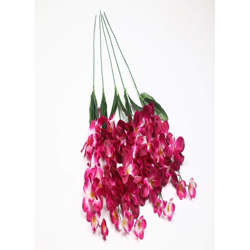 Decorative Fabric Artificial Orchid Flower (Purple) - Set Of Five media 3