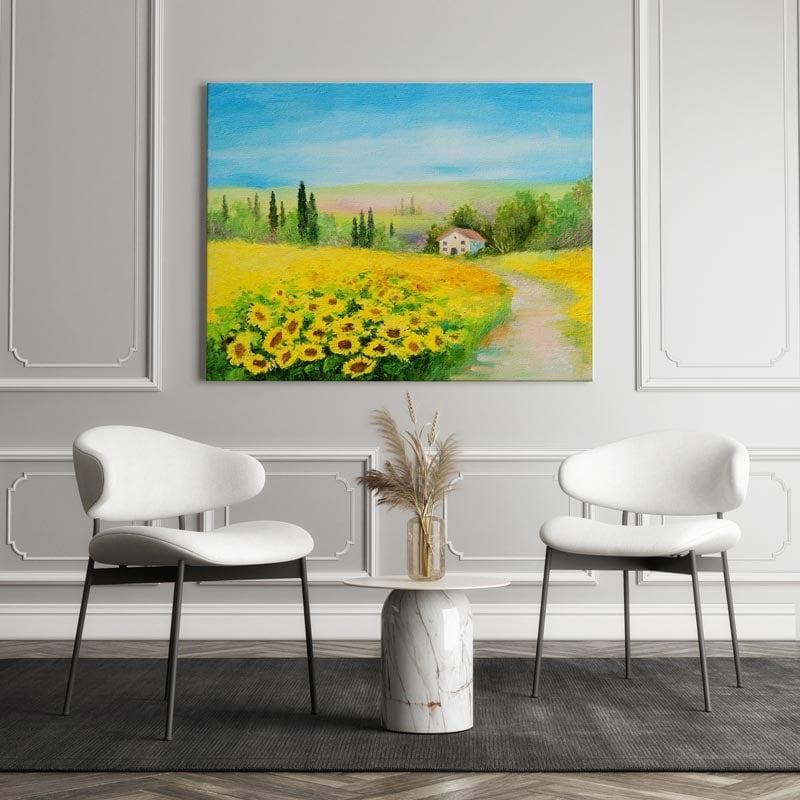 Field Of Sunflowers Canvas Painting - Gallery Wrap