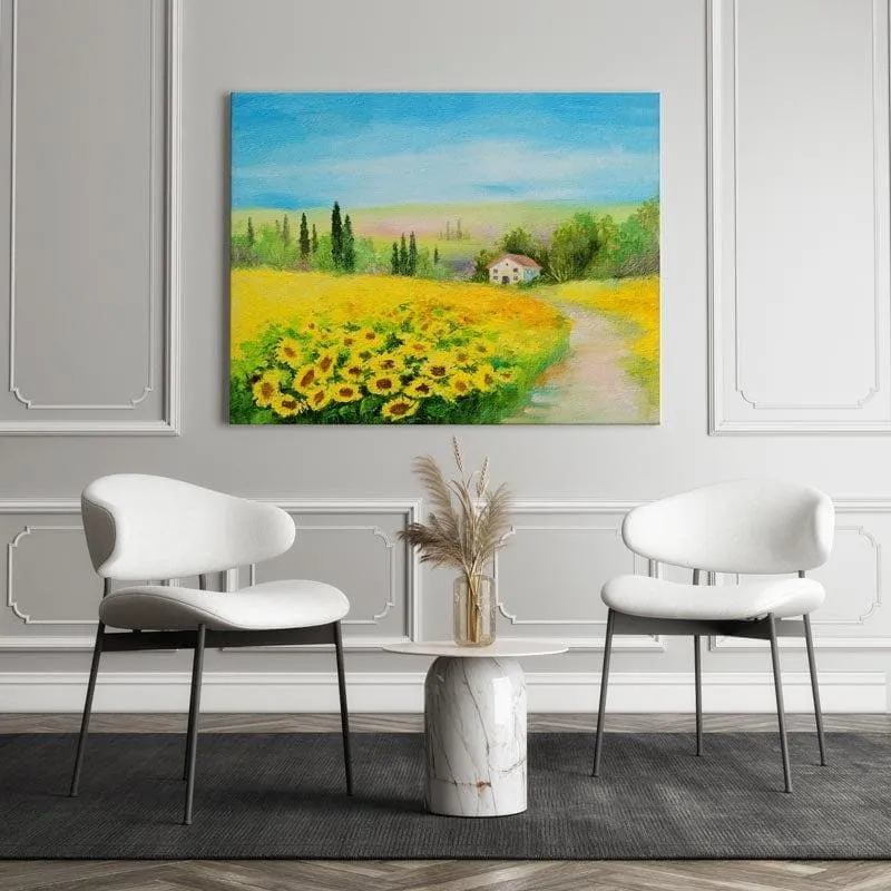 Field Of Sunflowers Canvas Painting - Gallery Wrap media 1