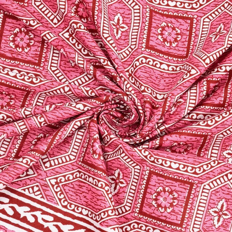 Geoor Cotton Bedsheet (Pink) - 240 TC media 5