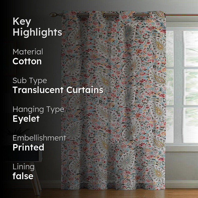 Ocane Floral Cotton Curtain media 2